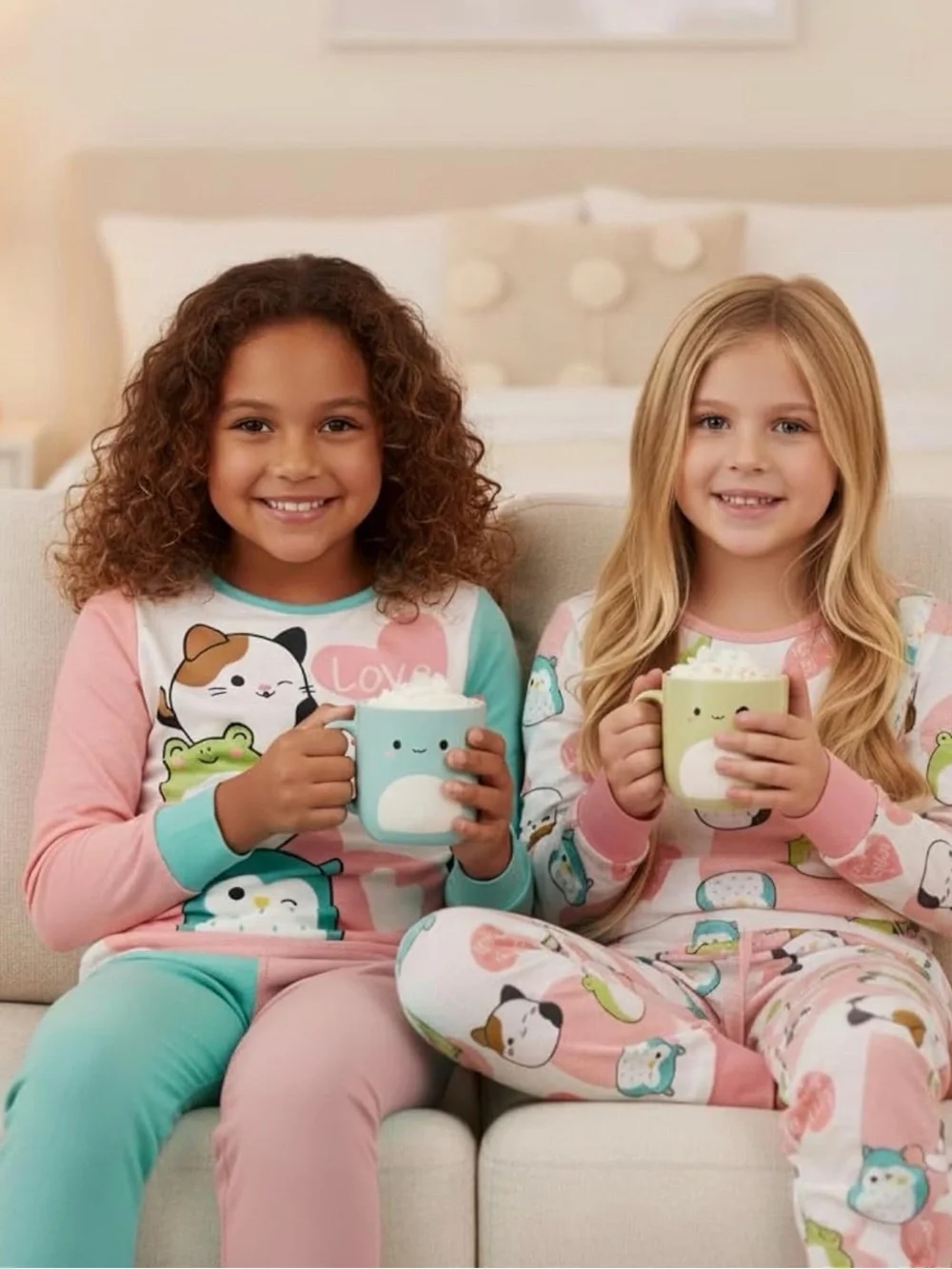Squishmallows Pink & Teal Kids 2-Pack Pajama Set - Cute Character Print